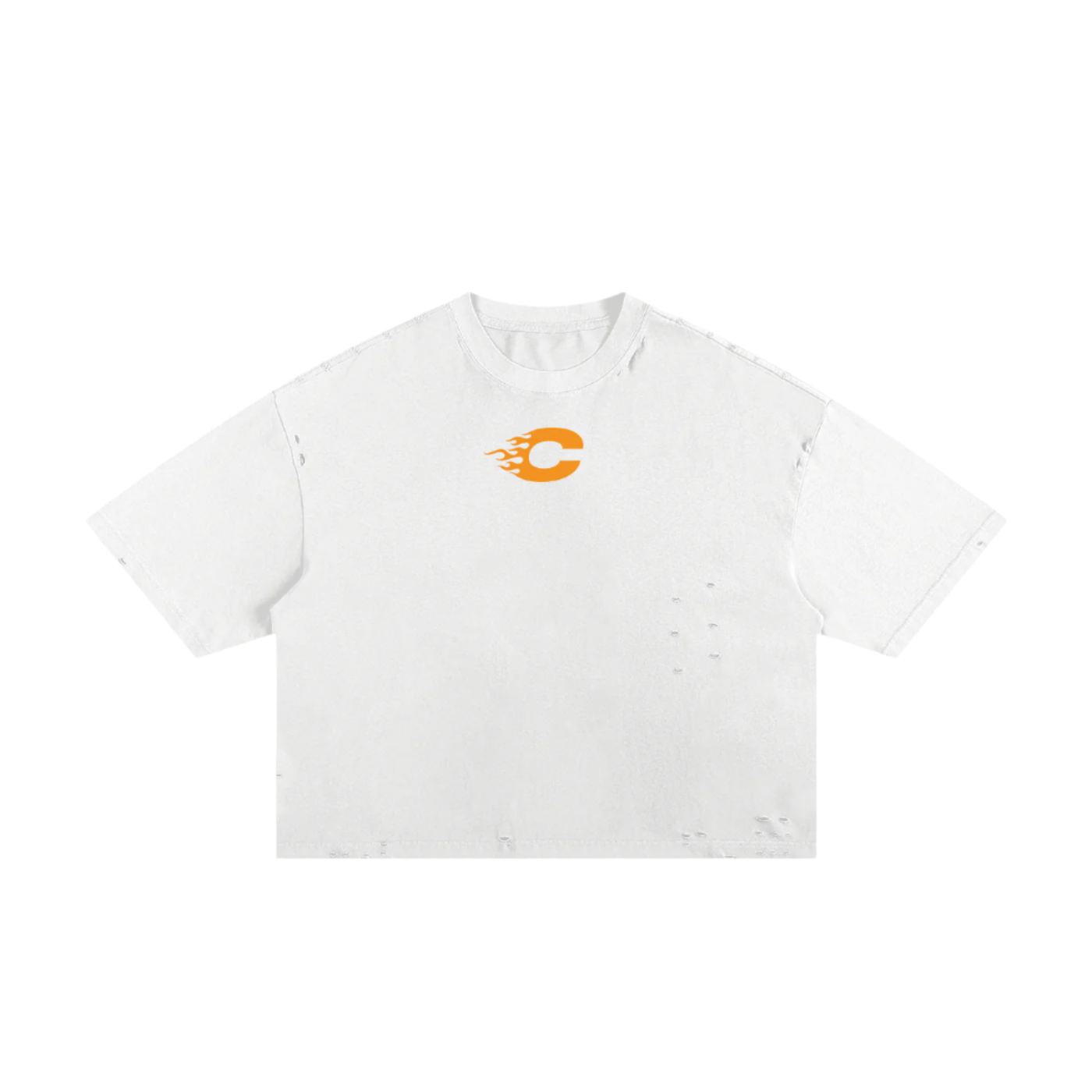 Beach Heat Cropped Tee (White/Orange)