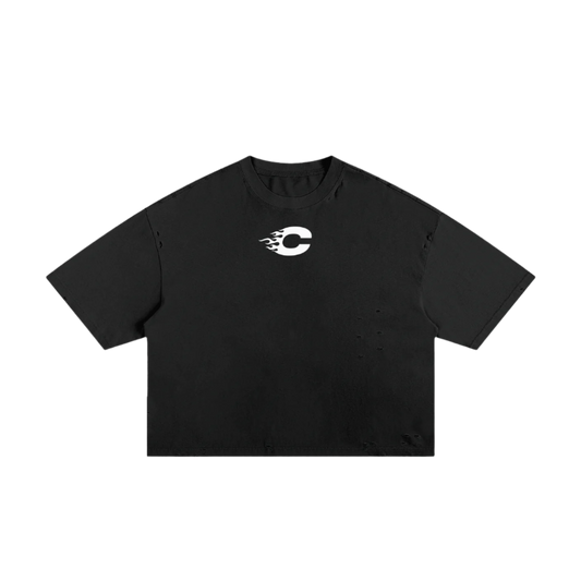 Beach Heat Cropped Tee (Black/White)
