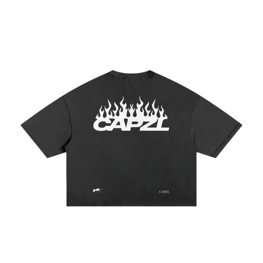 Beach Heat Cropped Tee (Black/White)