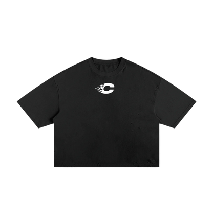 Beach Heat Cropped Tee (Black/White)