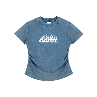 Women's Fitted Tee (Dusty Blue)